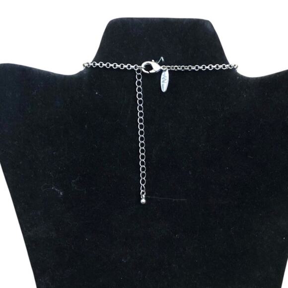 Vintage NY Marked Silver Tone Stunning Neutral And Clear Beads Bib Necklace - Picture 9 of 12